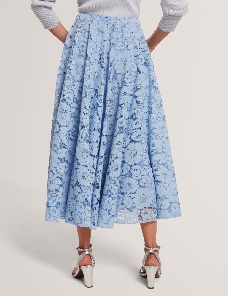 Costume Dama Ted Baker Demiee - Lace Voluminous A-line Midi Skirt Albastri | 372154-SNJ