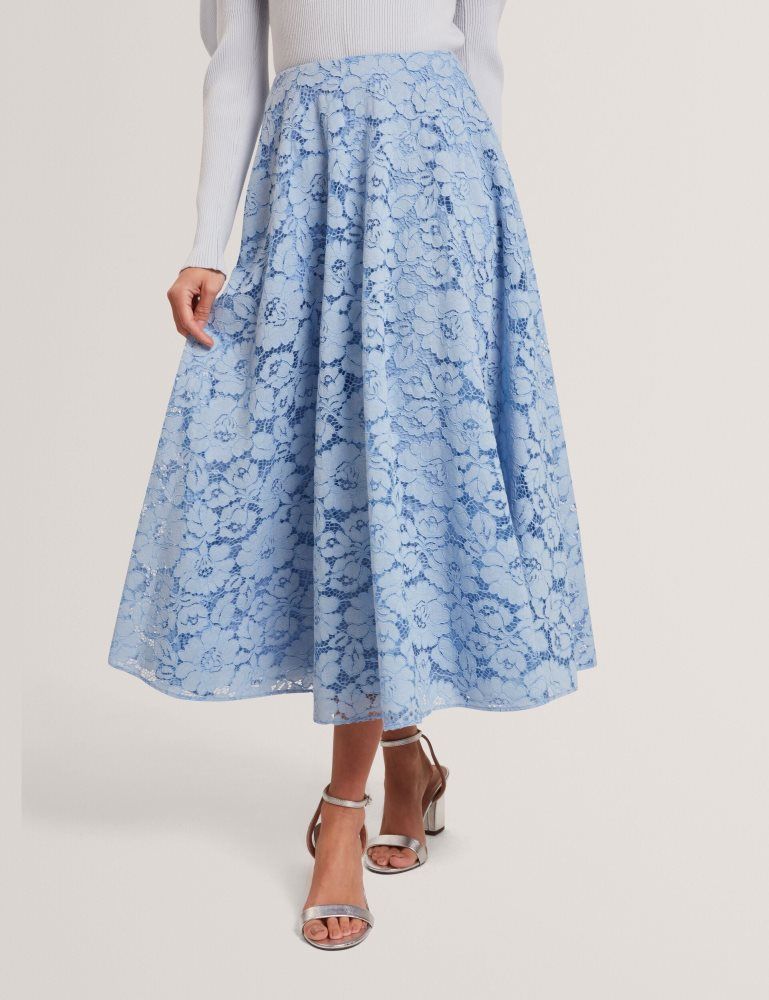 Costume Dama Ted Baker Demiee - Lace Voluminous A-line Midi Skirt Albastri | 372154-SNJ