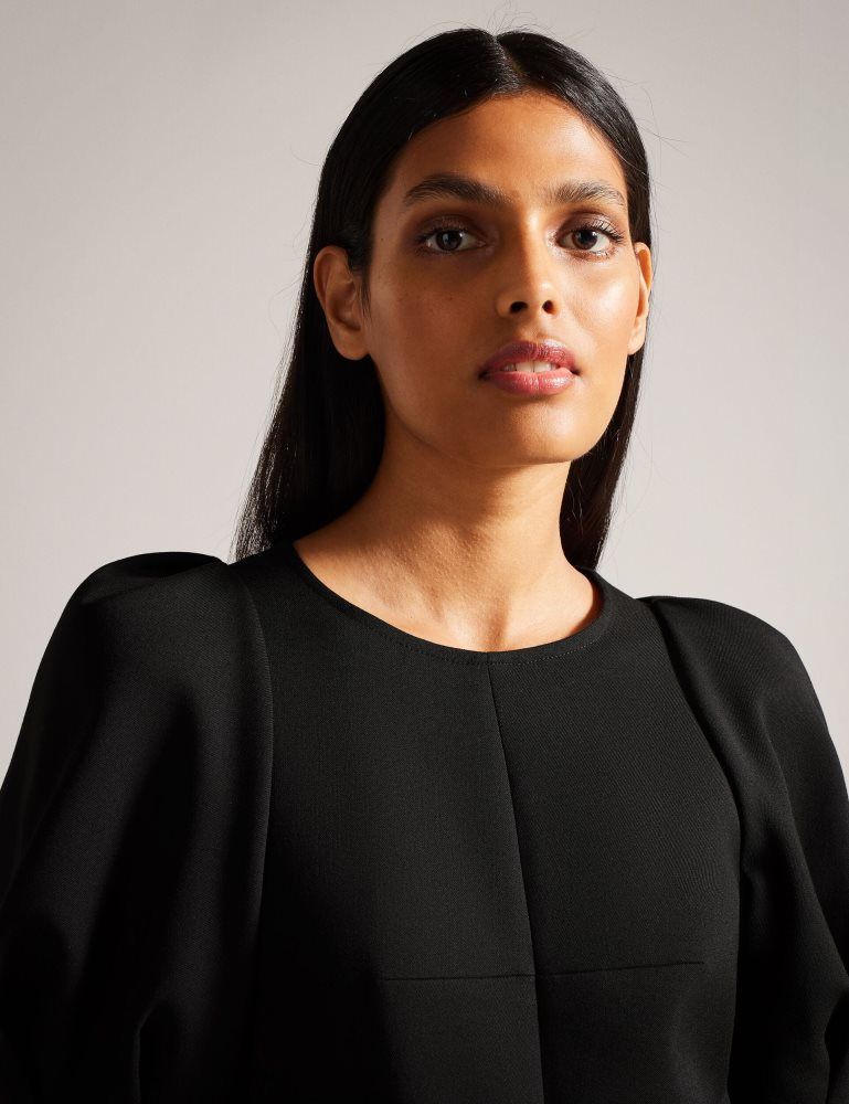 Costume Dama Ted Baker Gabyela - Structured Puff Sleeve Midi Dress With Belt Negrii | 860275-CSL