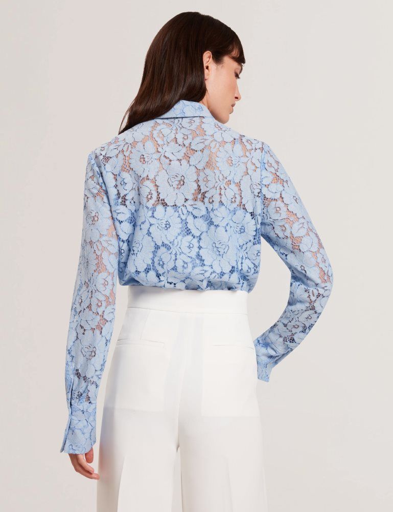 Costume Dama Ted Baker Gennoa - Lace Semi-sheer Longline Shirt Albastri | 809325-HDO