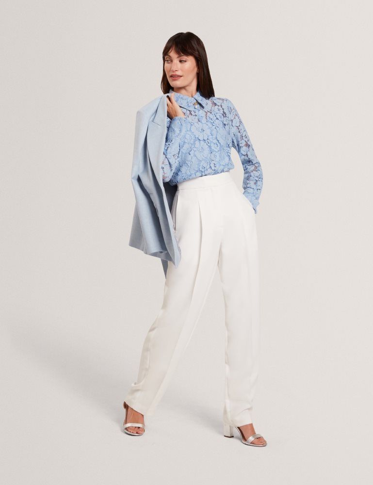 Costume Dama Ted Baker Gennoa - Lace Semi-sheer Longline Shirt Albastri | 809325-HDO