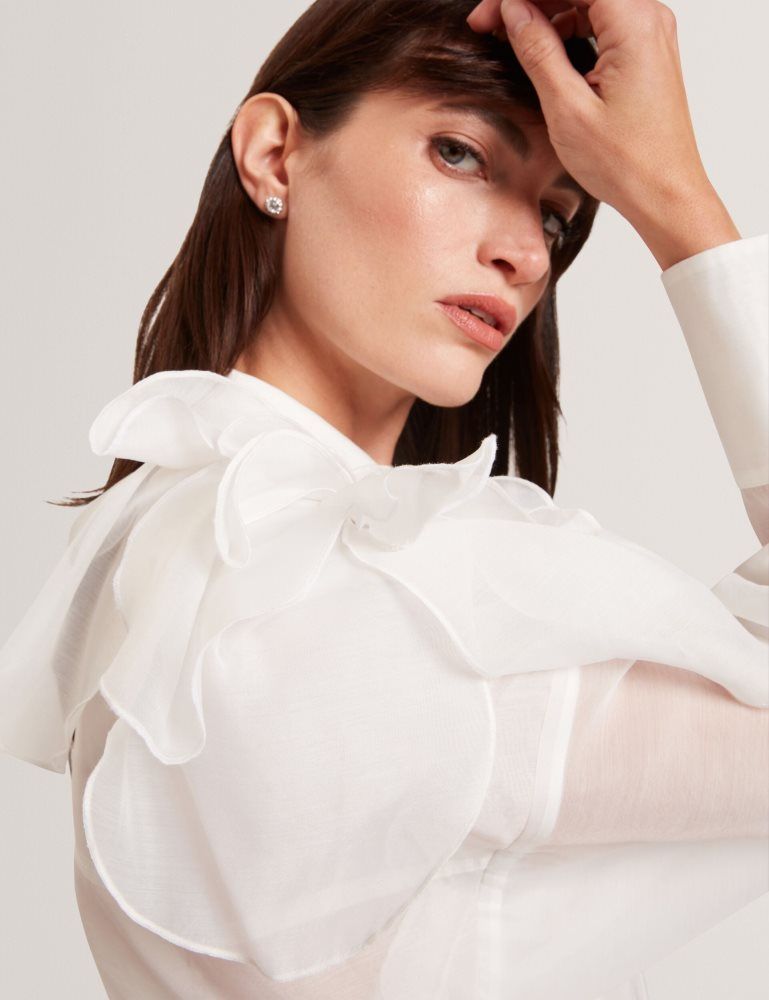 Costume Dama Ted Baker Lanyaa - Corsage Detail Organza Oversized Shirt Albi | 586039-HCY