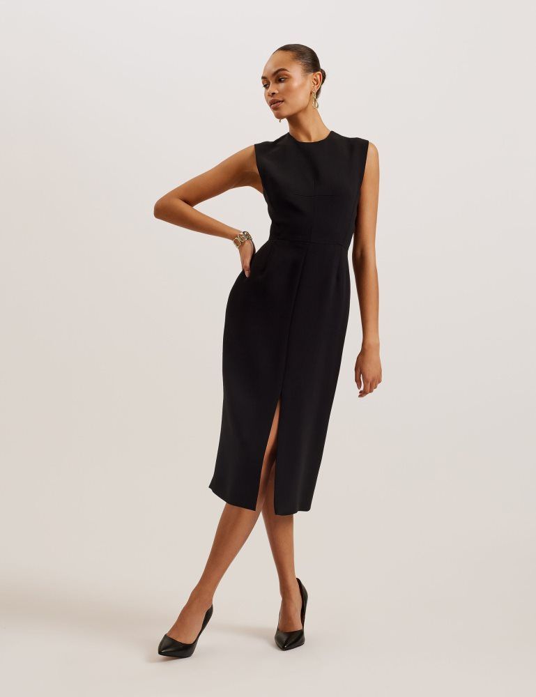 Costume Dama Ted Baker Manabdl - Tailored Sleeveless Midi Dress With Front Split Negrii | 309572-FBY