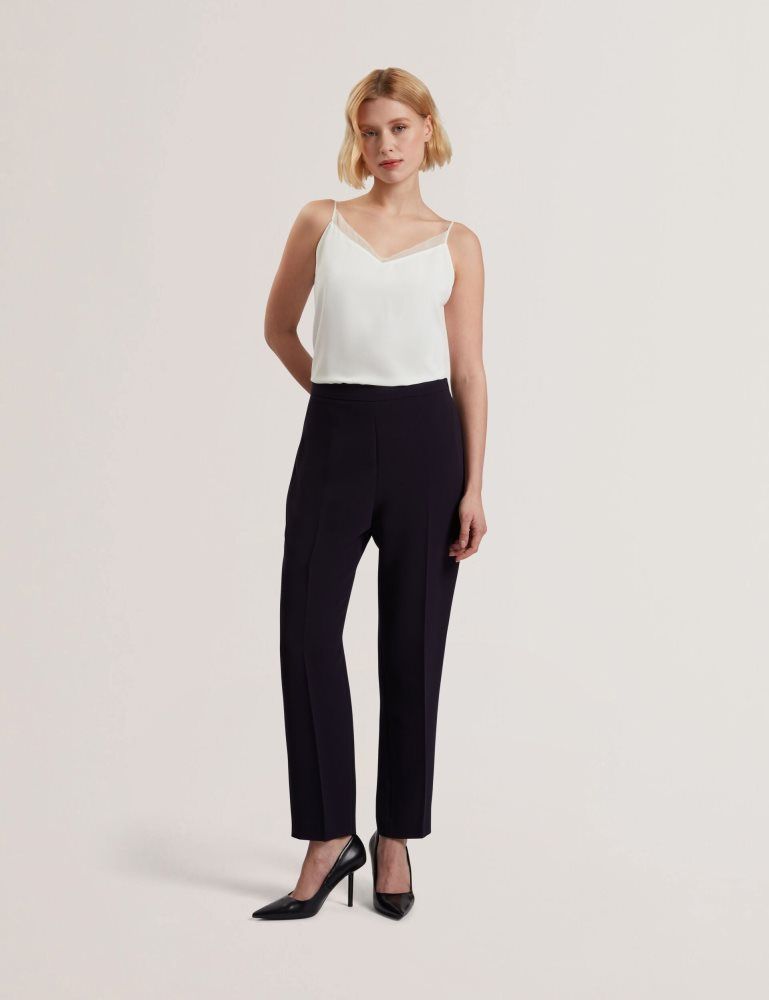 Costume Dama Ted Baker Manabtl - High Waist Tapered Leg Tailored Trousers Bleumarin | 087193-PNQ