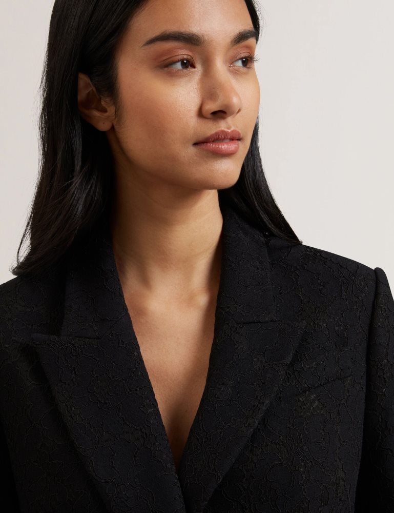 Costume Dama Ted Baker Merio - Bonded Lace Single Breasted Relaxed Blazer Negrii | 791304-WHY