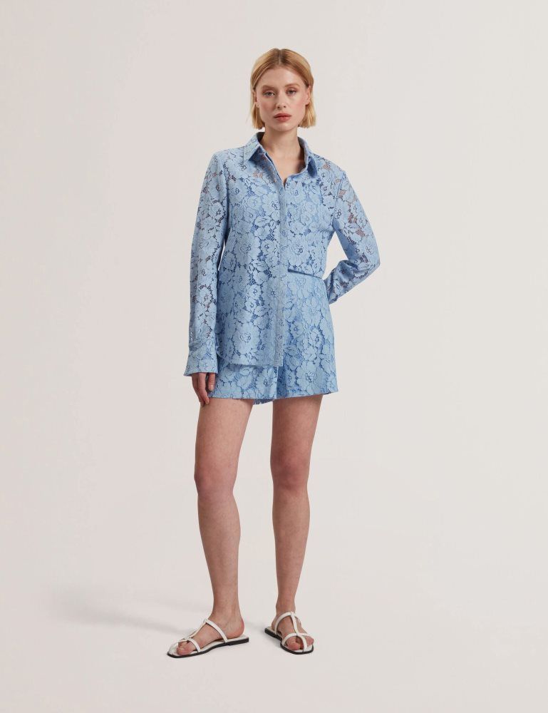 Costume Dama Ted Baker Meriosh - Lace High Waisted Tailored Shorts Albastri | 479512-XAW