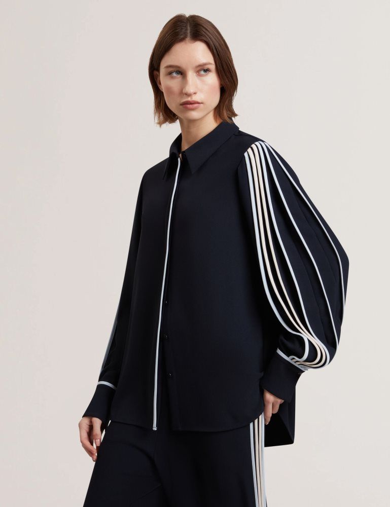 Costume Dama Ted Baker Miriti - Contrast Piping Detail Long Sleeve Shirt Bleumarin | 017548-ATX