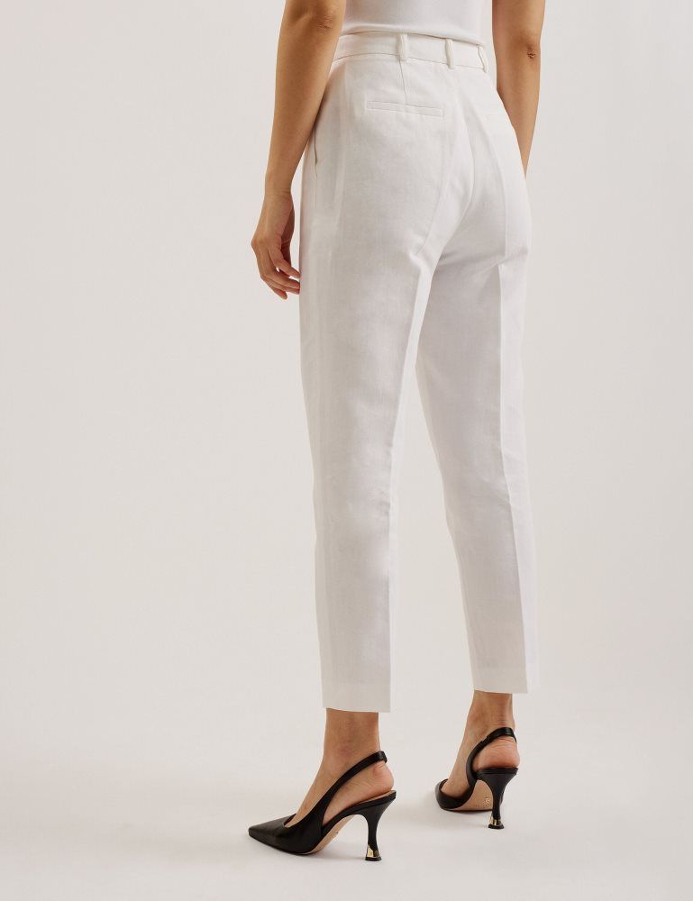 Costume Dama Ted Baker Musubt - Linen Cotton High Waisted Tailored Trousers Albi | 871629-NYX