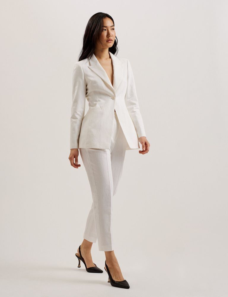 Costume Dama Ted Baker Musubt - Linen Cotton High Waisted Tailored Trousers Albi | 871629-NYX