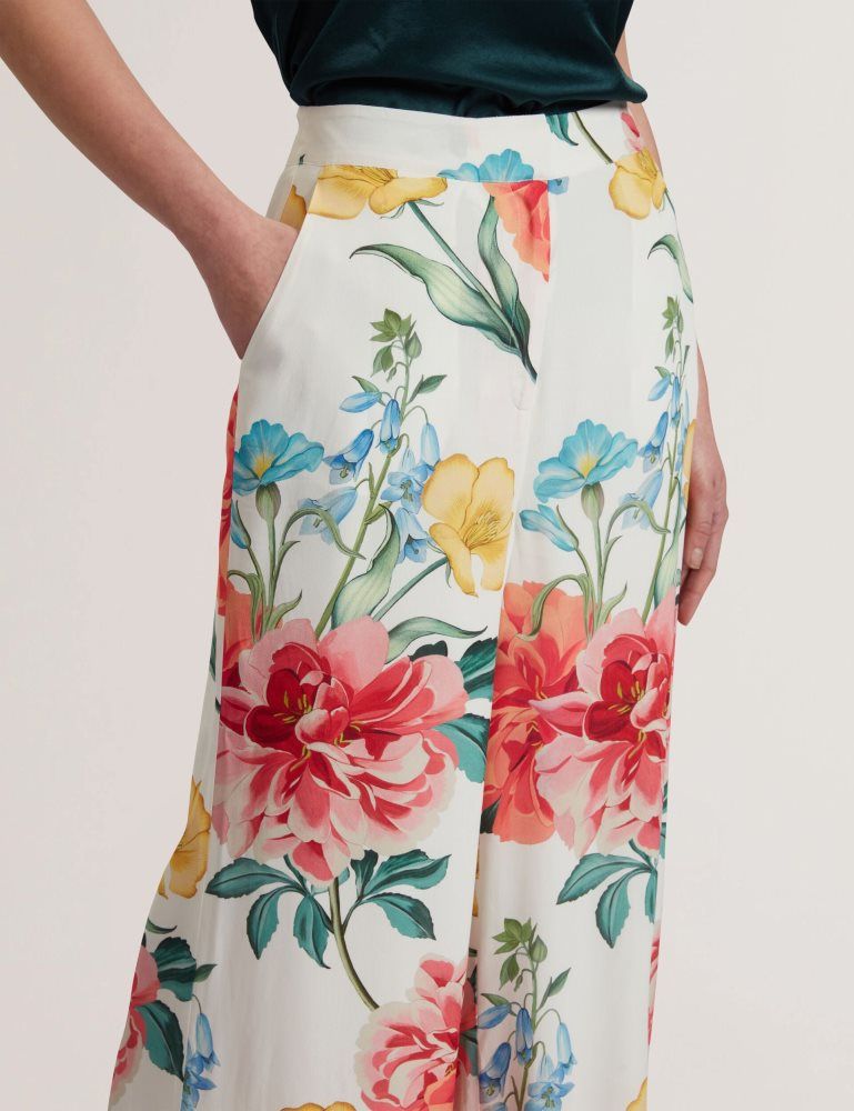Costume Dama Ted Baker Nymphat - Floral Print High Waisted Wide Leg Trousers Albi | 206845-ARX