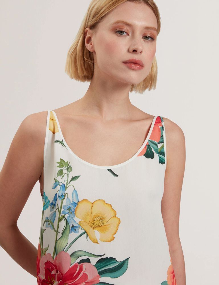 Costume Dama Ted Baker Purrla - Floral Print Scoop Neck Sleeveless Top Albi | 143098-UTK