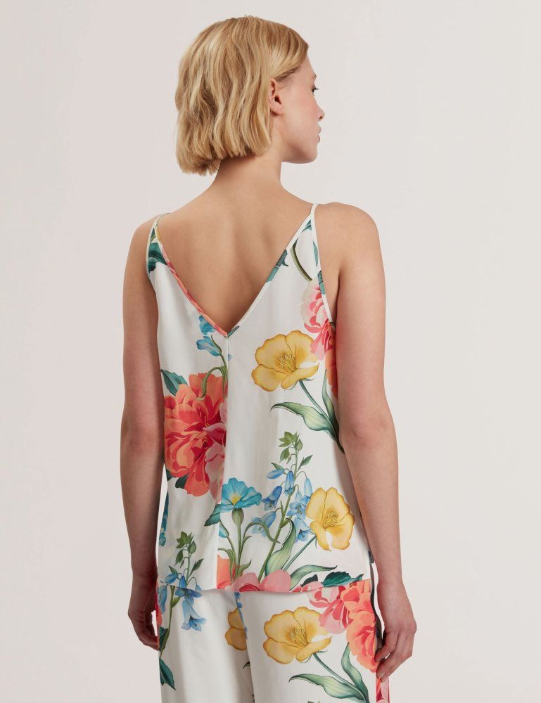 Costume Dama Ted Baker Purrla - Floral Print Scoop Neck Sleeveless Top Albi | 143098-UTK