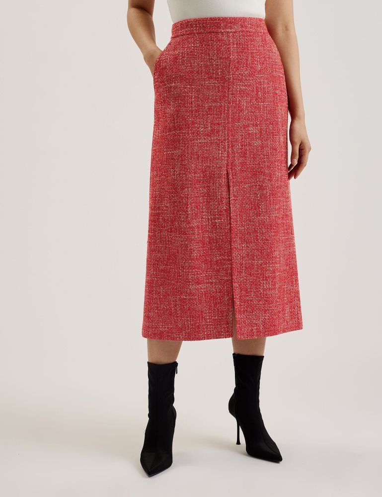 Costume Dama Ted Baker Sumis - Tailored Boucle Midi Skirt With Front Slit Rosii | 786504-CGP