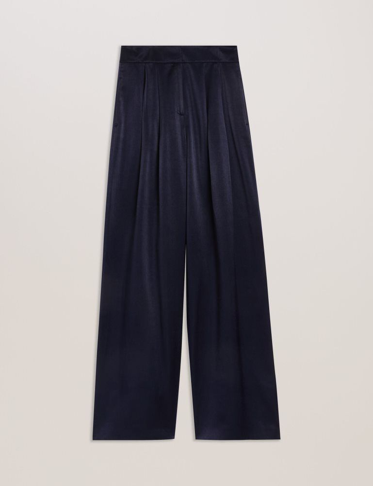Costume Dama Ted Baker Teerut - Satin Tailored Wide Flood Length Trousers Bleumarin | 501963-JHD