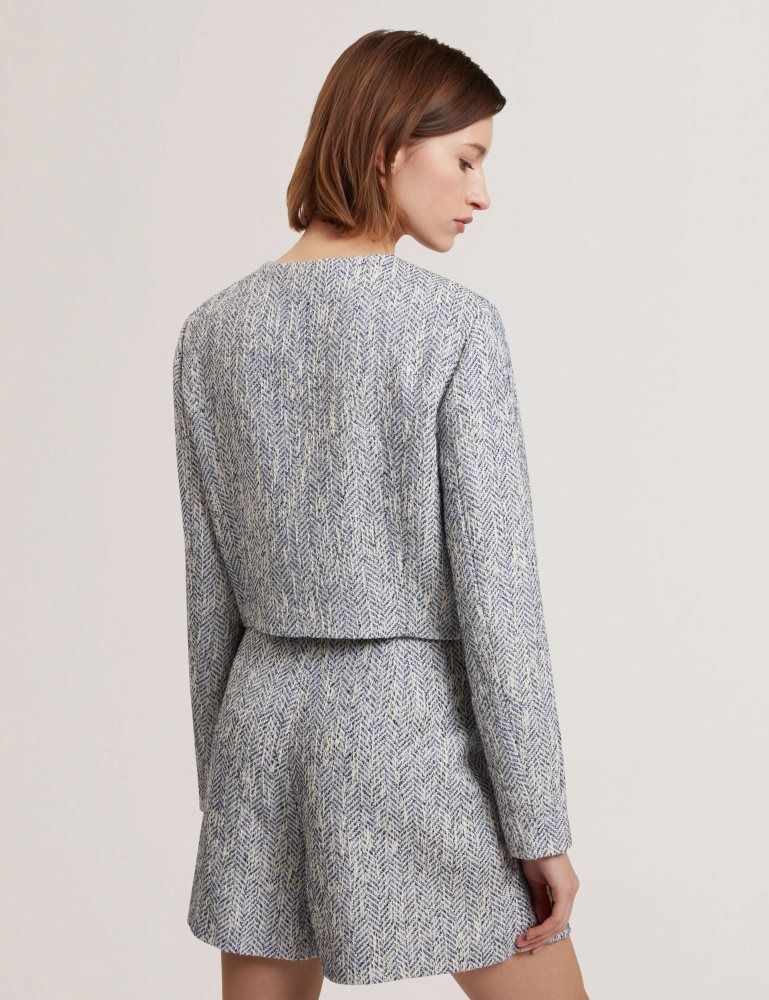 Costume Dama Ted Baker Vulpa - Boucle Button-up Cropped Tailored Jacket Albastri | 283674-QRW