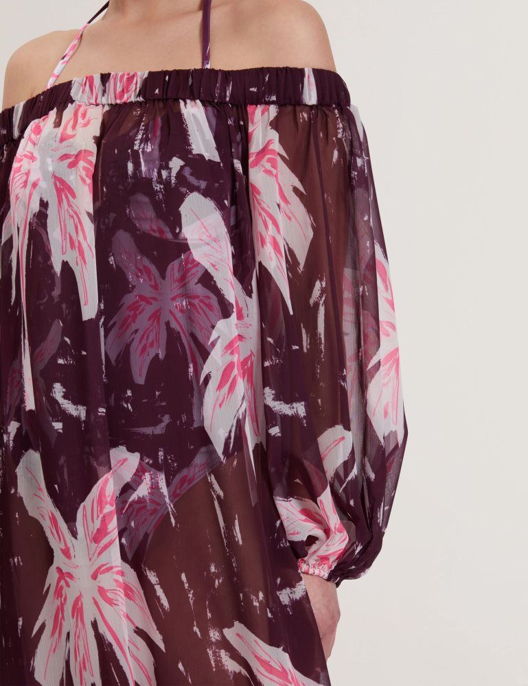 Costume de Baie Dama Ted Baker Montaya - Floral Bardot Maxi Dress Beach Cover-up Visinii | 237456-USN