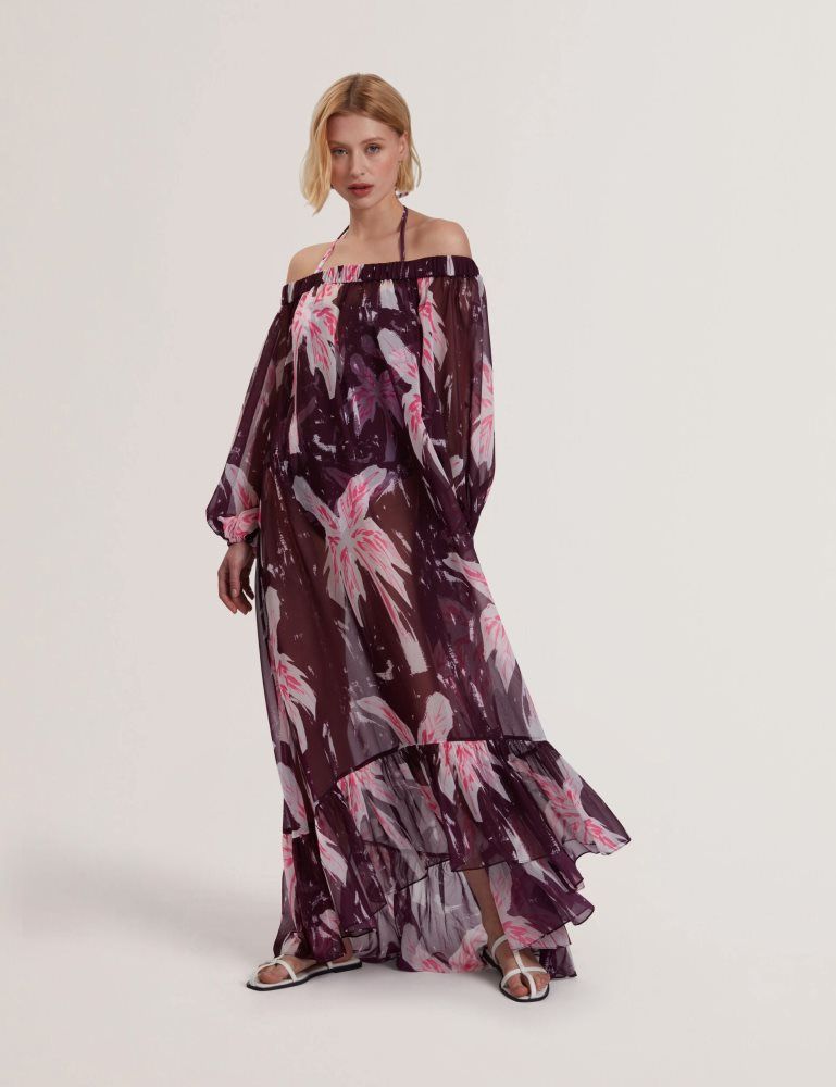 Costume de Baie Dama Ted Baker Montaya - Floral Bardot Maxi Dress Beach Cover-up Visinii | 237456-USN