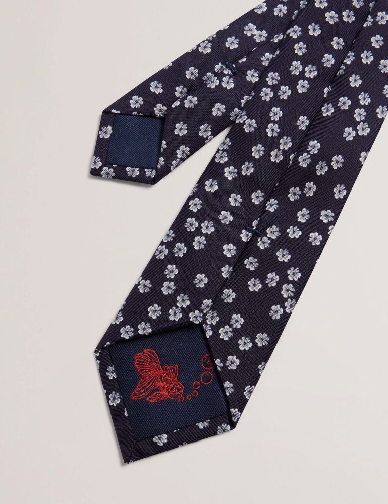 Cravată Barbati Ted Baker Bentlyy - Ditsy Floral Print Silk Tie Bleumarin | 604518-WOH
