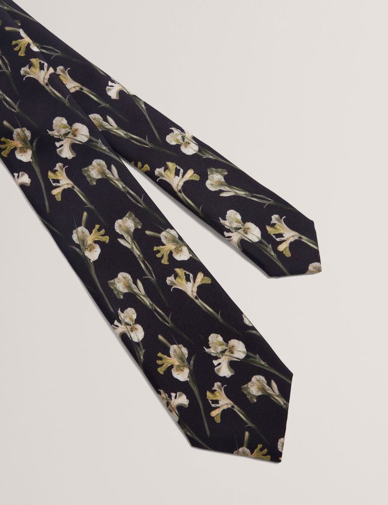 Cravată Barbati Ted Baker Frinton - Orchid Floral Print Silk Tie Negrii | 670842-VAB
