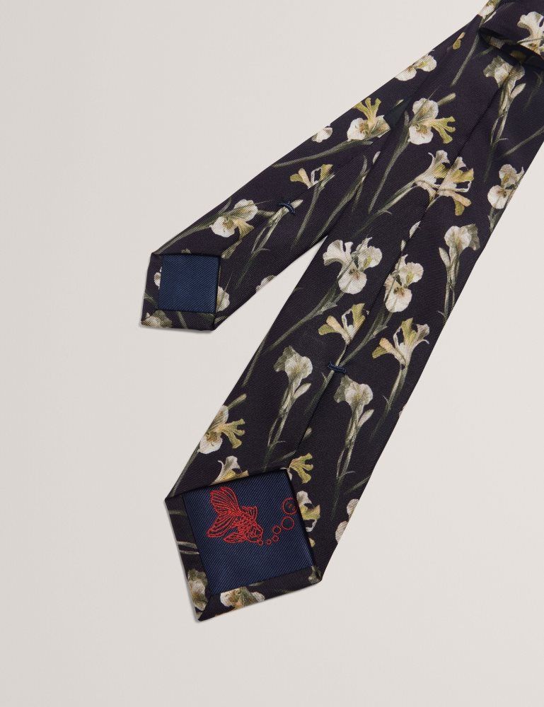 Cravată Barbati Ted Baker Frinton - Orchid Floral Print Silk Tie Negrii | 670842-VAB