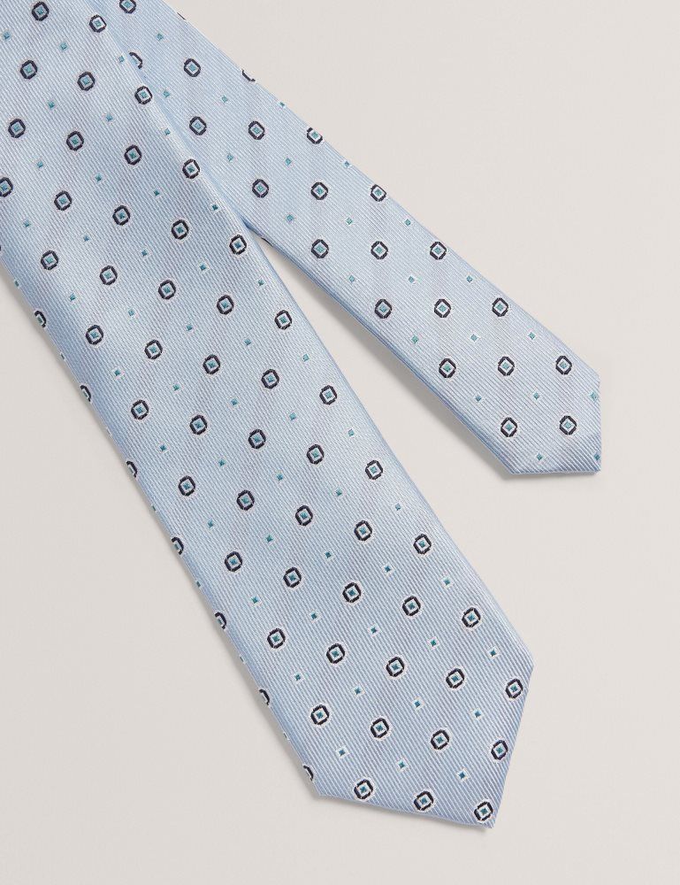 Cravată Barbati Ted Baker Steeple - Circle Geometric Print Silk Tie Albastri | 219573-OHZ