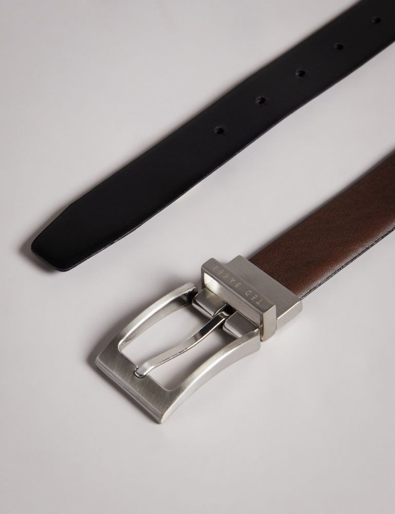 Curea Barbati Ted Baker Karmer - Reversible Smooth Leather Belt Maro | 670483-CAZ