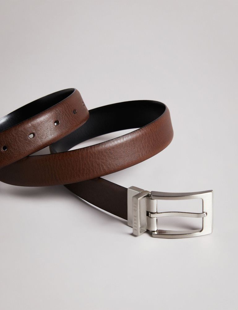 Curea Barbati Ted Baker Karmer - Reversible Smooth Leather Belt Maro | 670483-CAZ