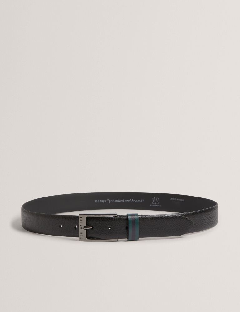 Curea Barbati Ted Baker Kendon - Grained Leather Belt With Striped Loop Negrii | 382569-ADN