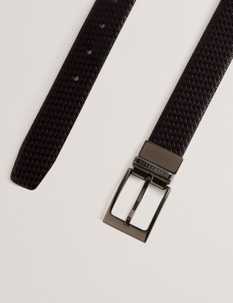 Curea Barbati Ted Baker Waide - Woven Texture Leather Belt Maro | 356187-XZV