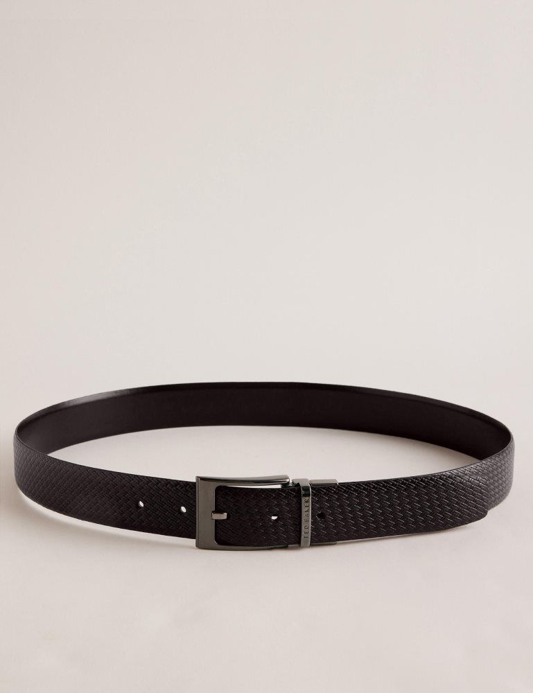 Curea Barbati Ted Baker Waide - Woven Texture Leather Belt Maro | 356187-XZV
