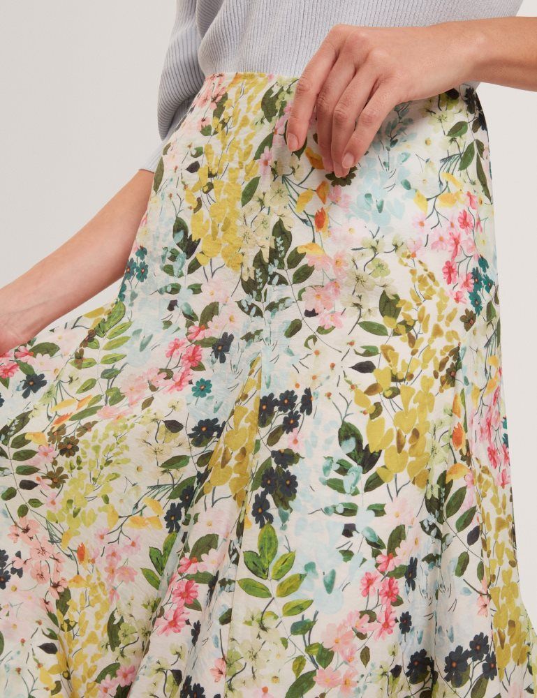 Fuste Dama Ted Baker Azulla - Floral A-line Woven Midi Skirt Albi | 086573-SRK