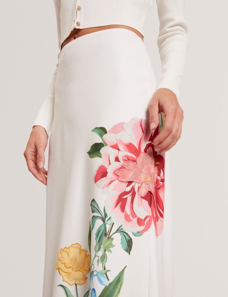 Fuste Dama Ted Baker Casla - Floral Print Detail Column Midi Skirt Albi | 540297-HWO