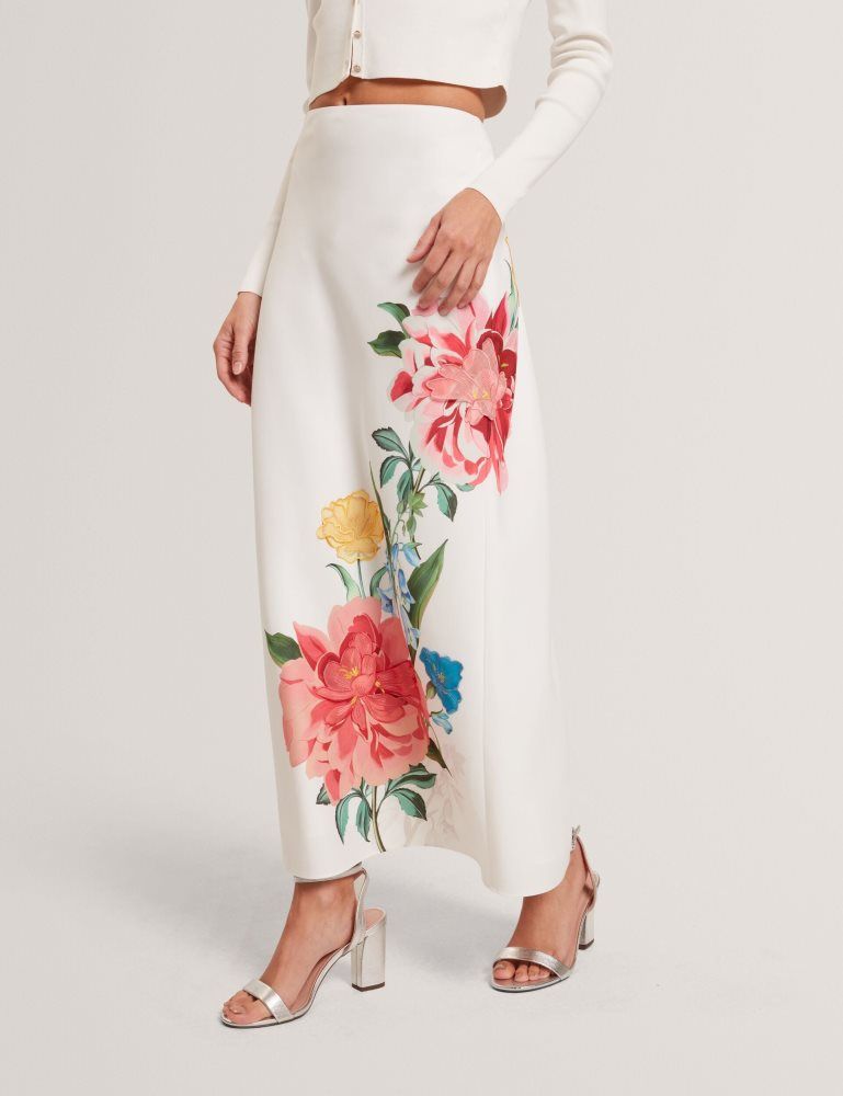 Fuste Dama Ted Baker Casla - Floral Print Detail Column Midi Skirt Albi | 540297-HWO