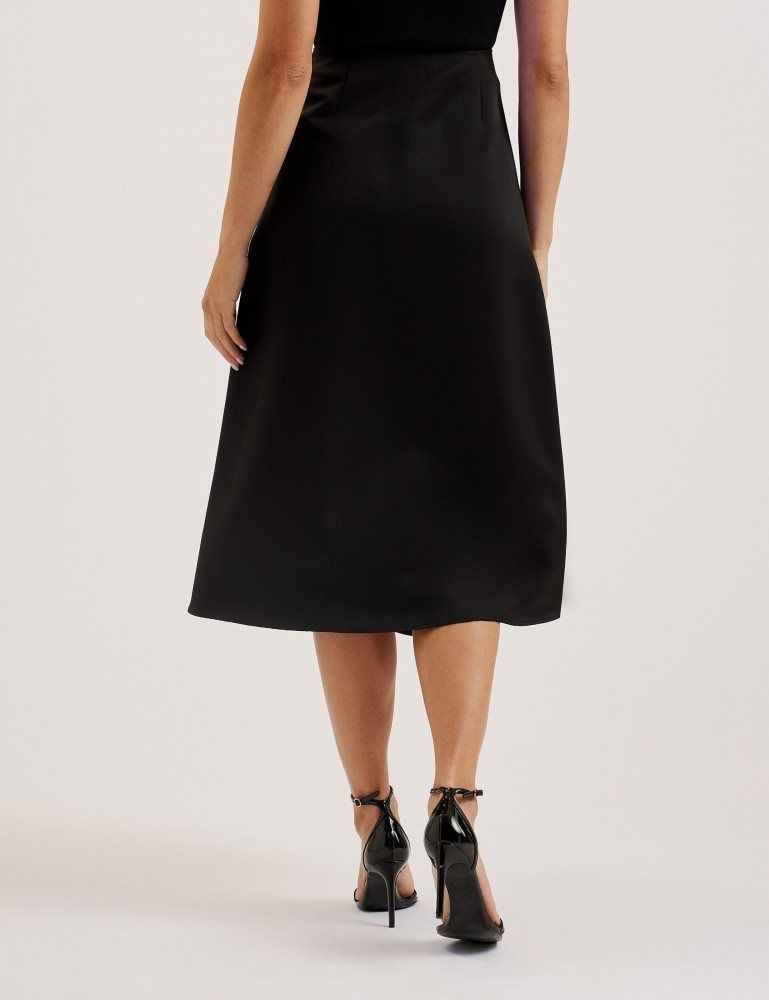 Fuste Dama Ted Baker Erva - Asymmetric Satin Wrap Midi Skirt Negrii | 642781-SOG