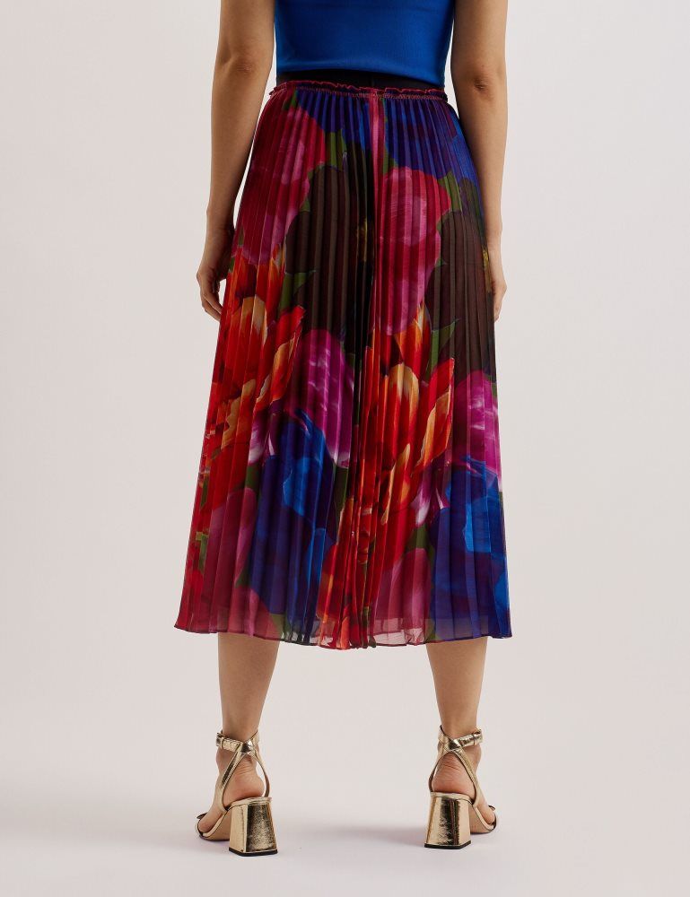 Fuste Dama Ted Baker Evola - Printed Pleated Midi Skirt Colorati | 783451-GBK