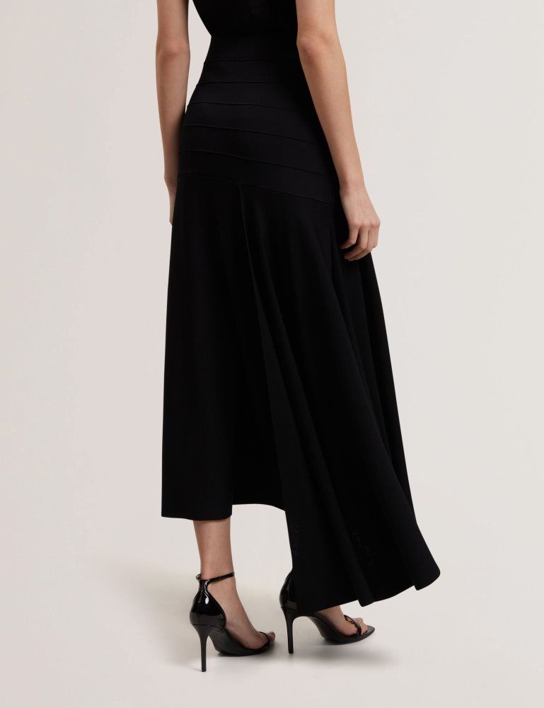 Fuste Dama Ted Baker Laurrie - Asymmetric Waterfall Hem Knitted Midi Skirt Negrii | 294183-TFQ