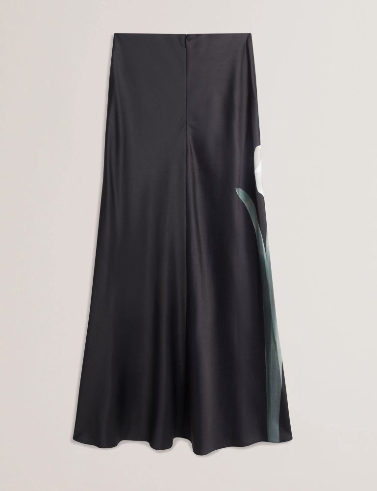 Fuste Dama Ted Baker Zionna - Floral Print Detail Satin Maxi Skirt Negrii | 157342-KIP