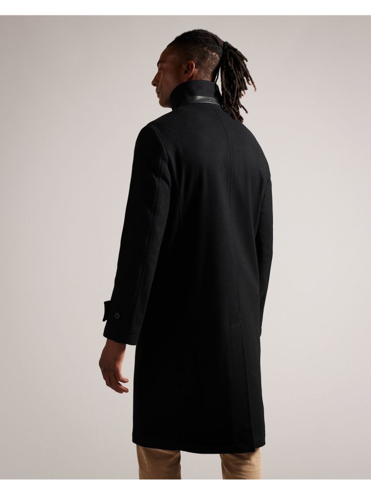 Geaca Barbati Ted Baker Radford - Longline Funnel Neck Wool Wrap Coat Negrii | 720859-LCI