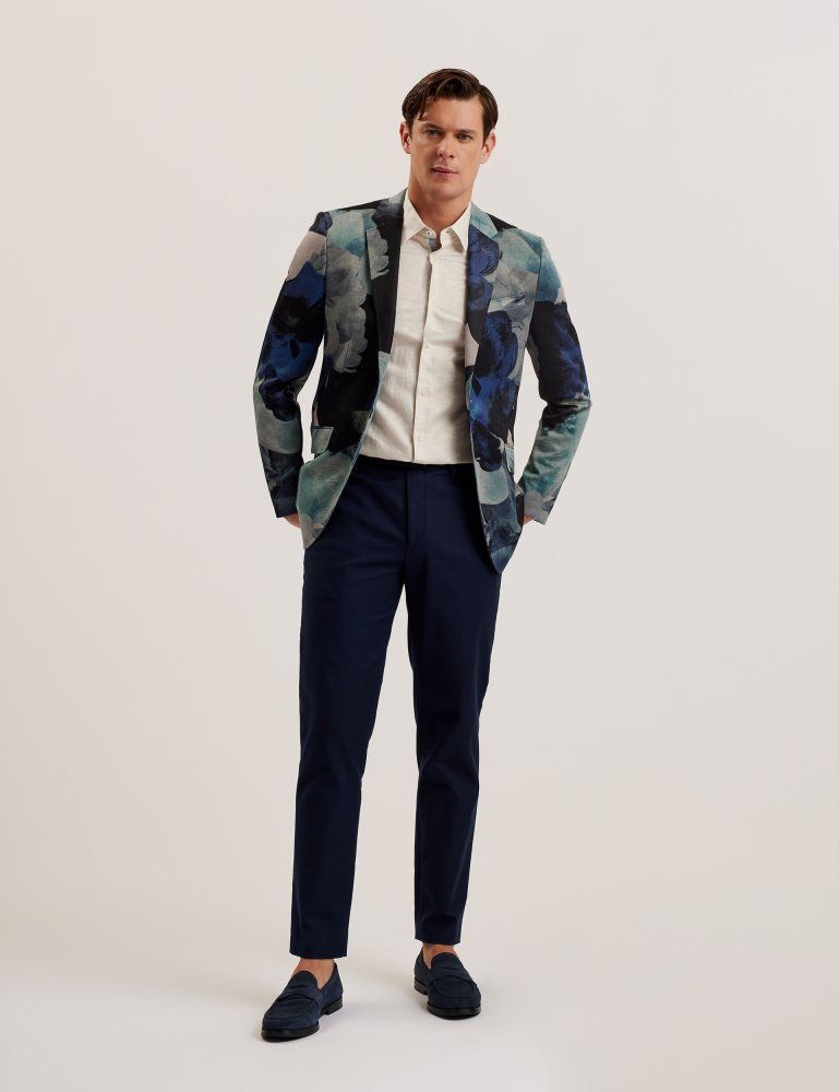 Geaca Barbati Ted Baker Walkerj - Printed Floral Pique Jersey Blazer Colorati | 781459-BLO