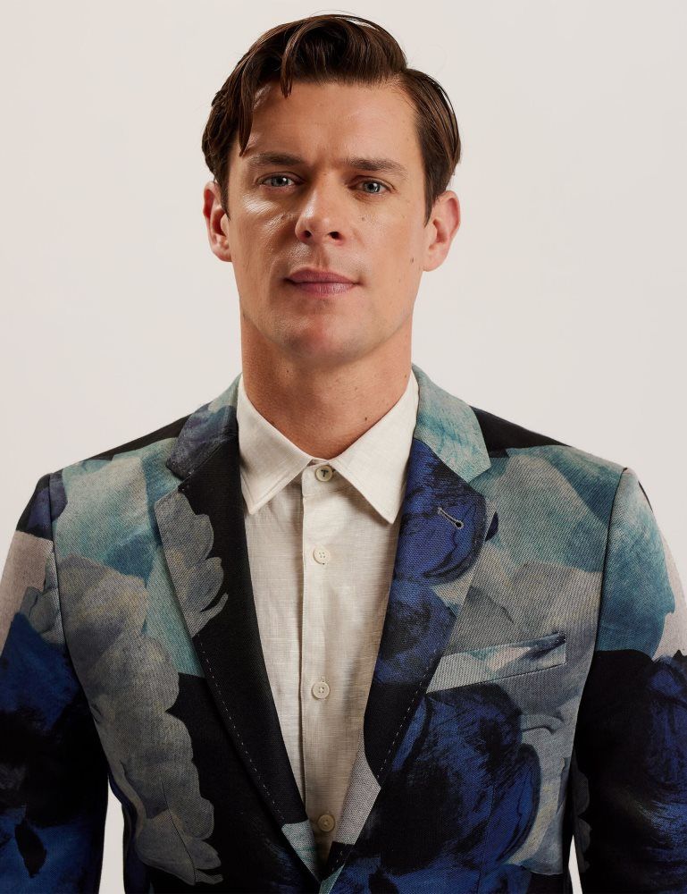 Geaca Barbati Ted Baker Walkerj - Printed Floral Pique Jersey Blazer Colorati | 781459-BLO