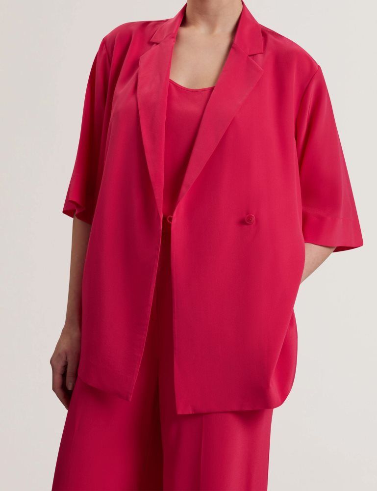 Geaca Dama Ted Baker Carloe - Silk Short Sleeve Blazer Fucsie | 649582-QPZ
