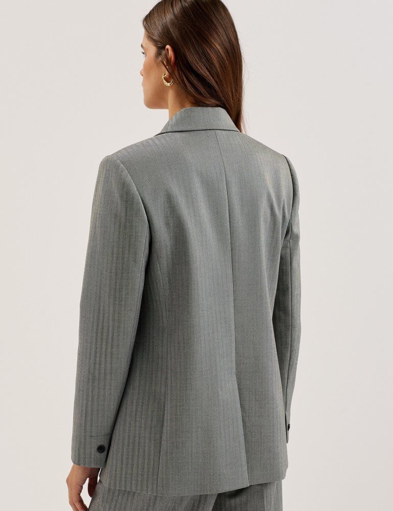 Geaca Dama Ted Baker Koa - Oversized Herringbone Single Breasted Blazer Gri | 064253-LSK