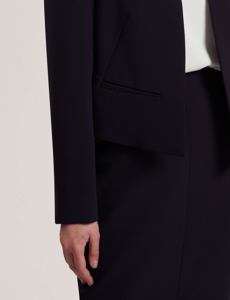 Geaca Dama Ted Baker Manabjl - Tailored Round Neck Cropped Open Jacket Bleumarin | 136492-CFY