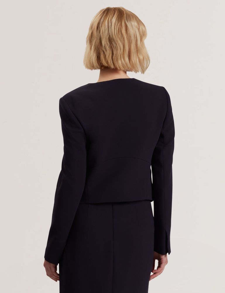 Geaca Dama Ted Baker Manabjl - Tailored Round Neck Cropped Open Jacket Bleumarin | 136492-CFY