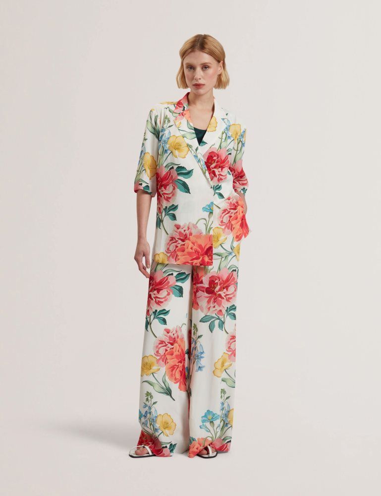 Geaca Dama Ted Baker Nympha - Floral Short Sleeve Oversized Blazer Albi | 210743-JDZ