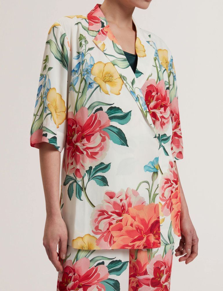 Geaca Dama Ted Baker Nympha - Floral Short Sleeve Oversized Blazer Albi | 210743-JDZ
