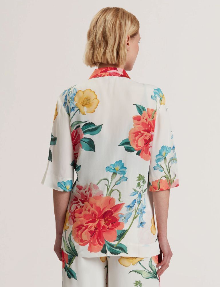 Geaca Dama Ted Baker Nympha - Floral Short Sleeve Oversized Blazer Albi | 210743-JDZ