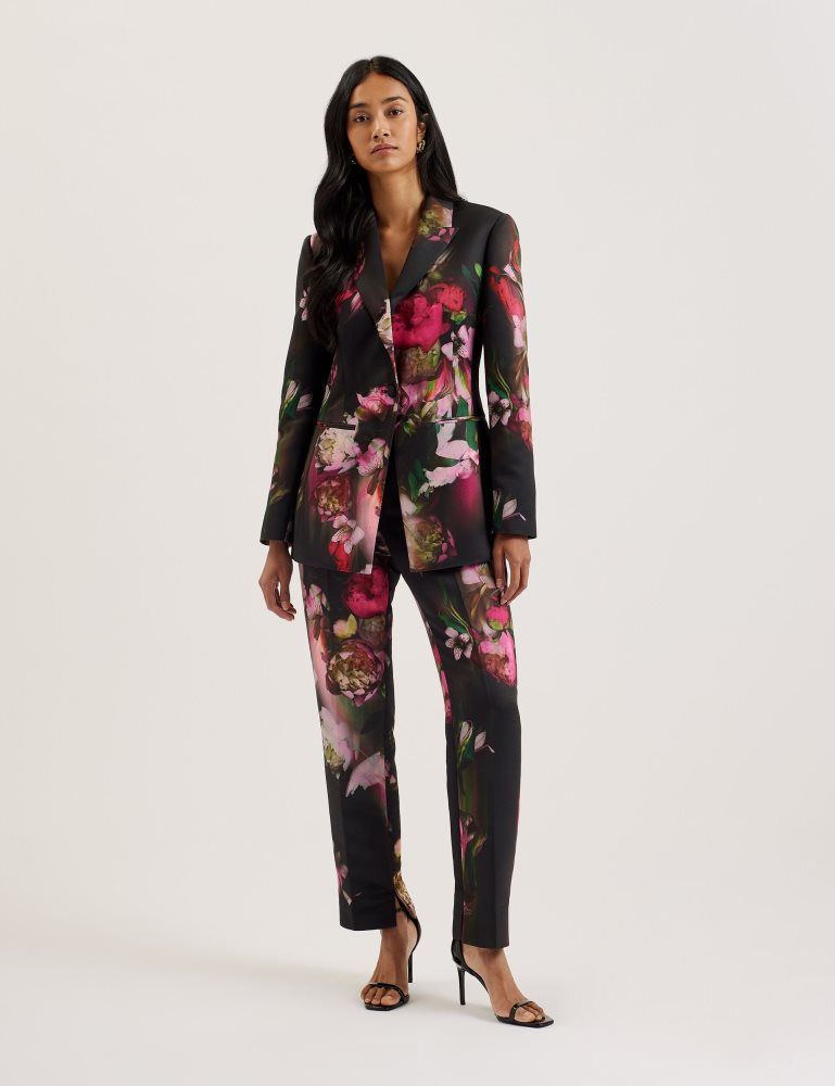 Geaca Dama Ted Baker Okuni - Fitted Floral Print Tailored Jacket Negrii | 067421-QVK