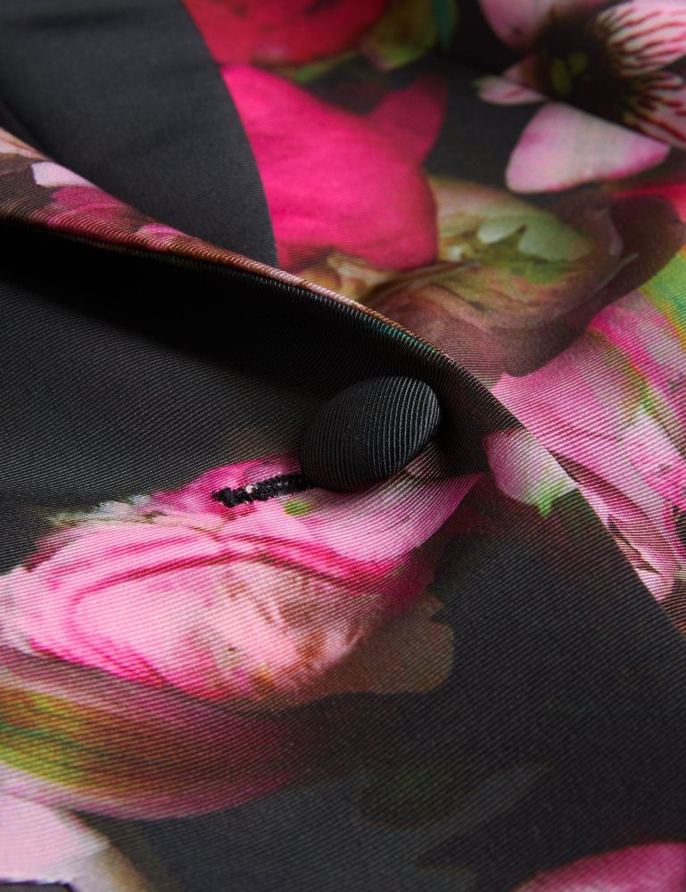 Geaca Dama Ted Baker Okuni - Fitted Floral Print Tailored Jacket Negrii | 067421-QVK