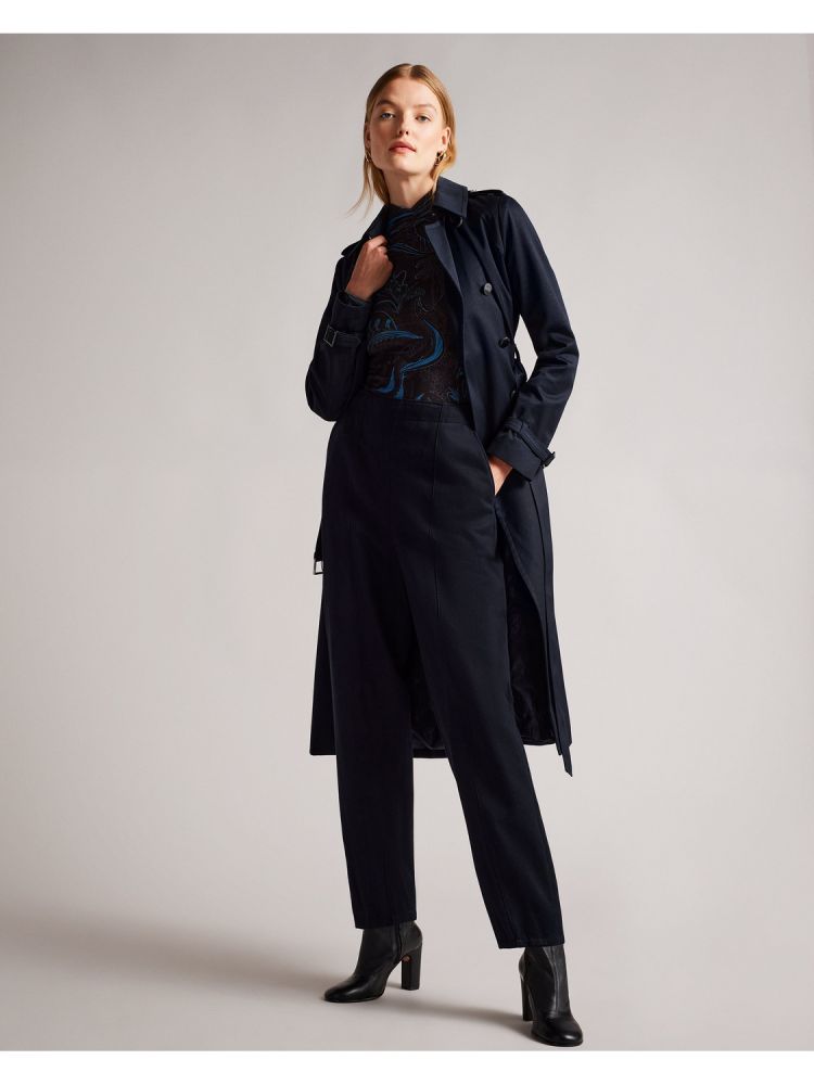 Geaca Dama Ted Baker Robbii - Lightweight Showerproof Belted Trench Coat Bleumarin | 283516-FHG